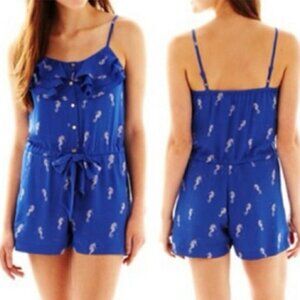 L'amour Nanette Lepore blue seahorse ruffled romper